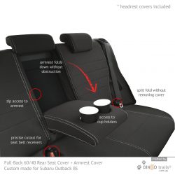 DuraPlus Light Grey/Black CalTrend Rear 40/60 Split Back and Solid Cushion Custom Fit Seat Cover for Select Subaru Outback Models 