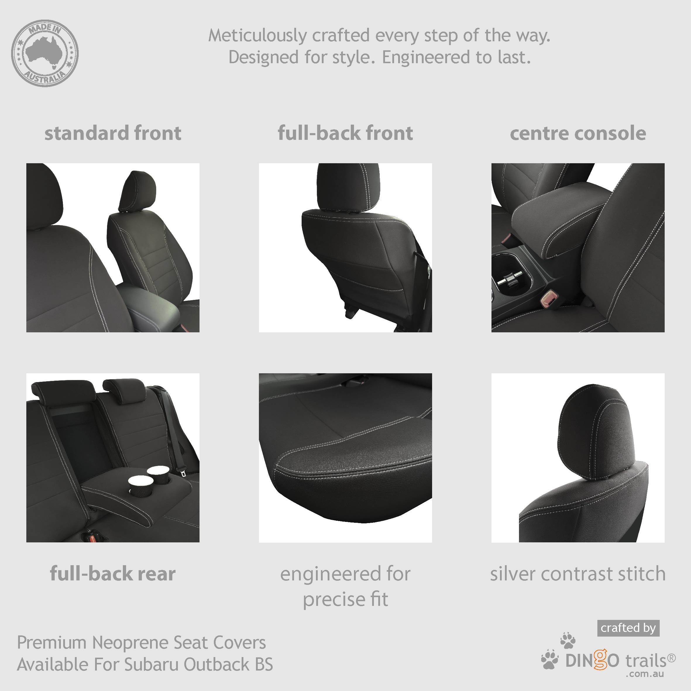 Dec14-Now Fit Subaru Outback BS BT FULL-BACK Front Neoprene Seat Cover+Map Poc